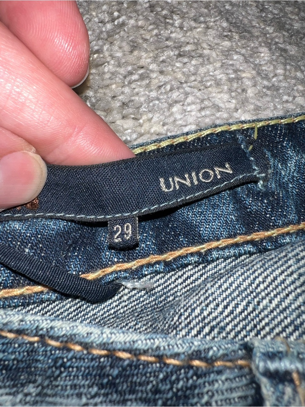 Union Goddess Dark Blue Flare Jeans with Subtle Distress - Picture 3 of 10